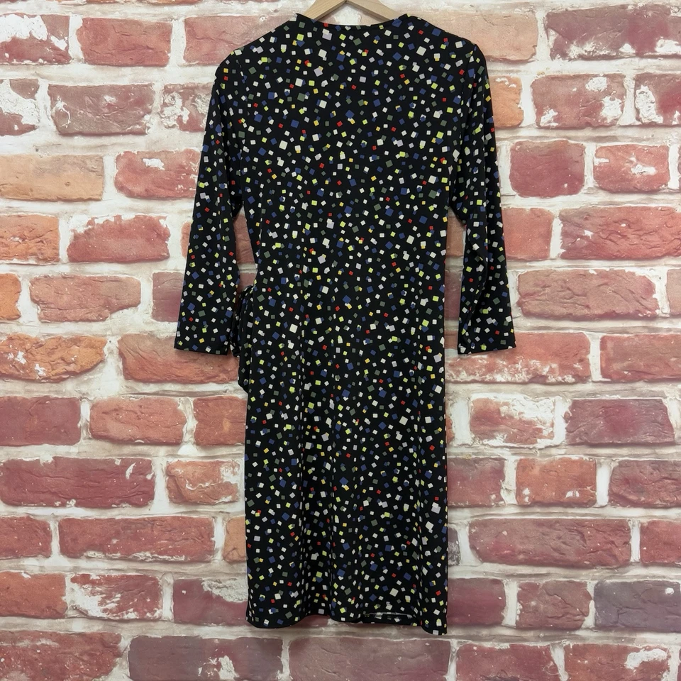 Anne Klein Dress Womens 10 Multicolor Abstract Retro Casual Career Side Tie - Image 2 of 4