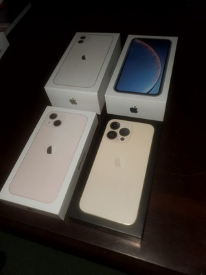 iPhone Boxes - 13 Pro gold 512gb, 13 pink 512gb, 11 white 128gb, Xa blue 128gb