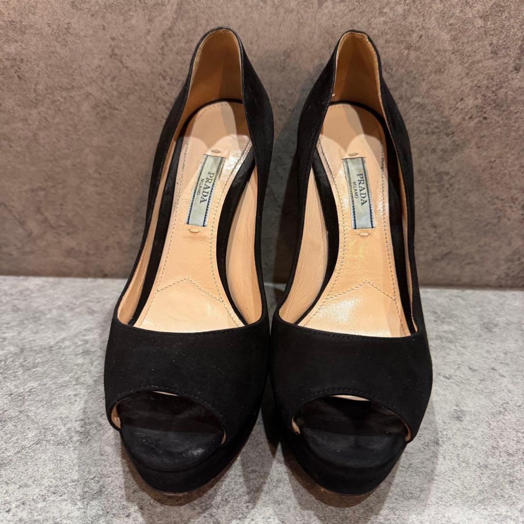 Rare PRADA Suede Open Toe High Heels Formal Pumps Size 36.5 US 6 image 2