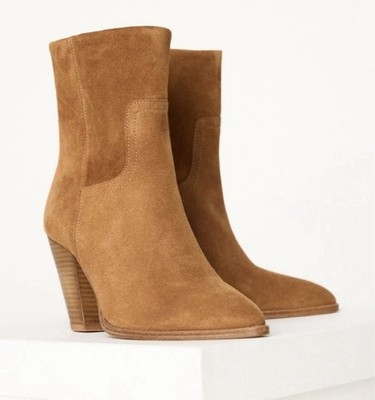 Brochu Walker The Marfa Suede Western Block Heel Booties In Whiskey Sz 8