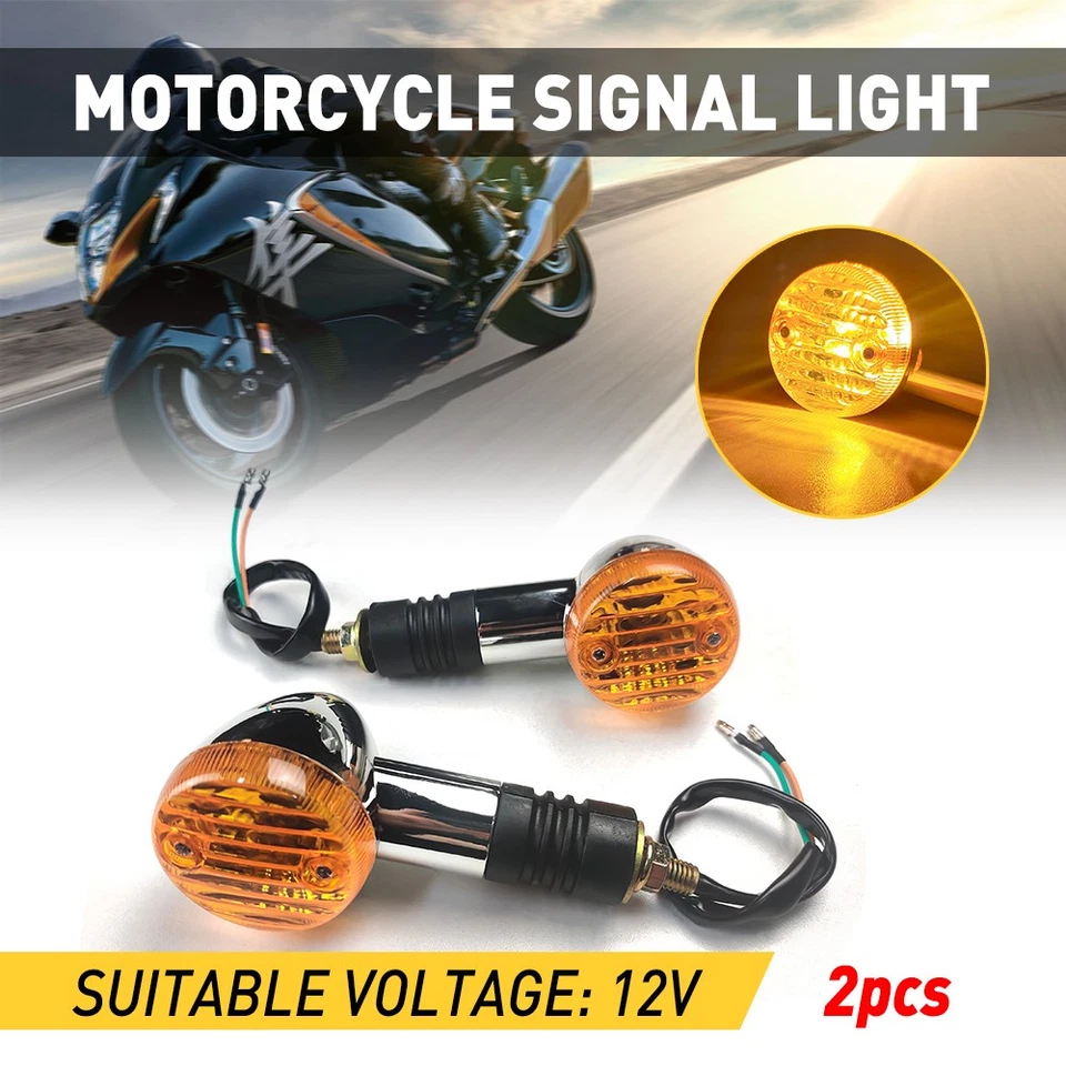 Indicadores de luz de giro de señal cromados para motocicleta Bullet 12V 2 piezas intermitentes ámbar Foto 3 de 4