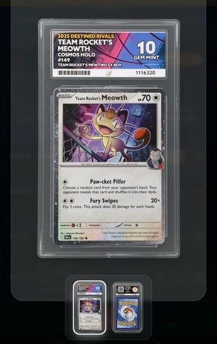 Team Rockets Meowth Cosmic Holo #149 Destined Rivals Ace 10 Pokémon