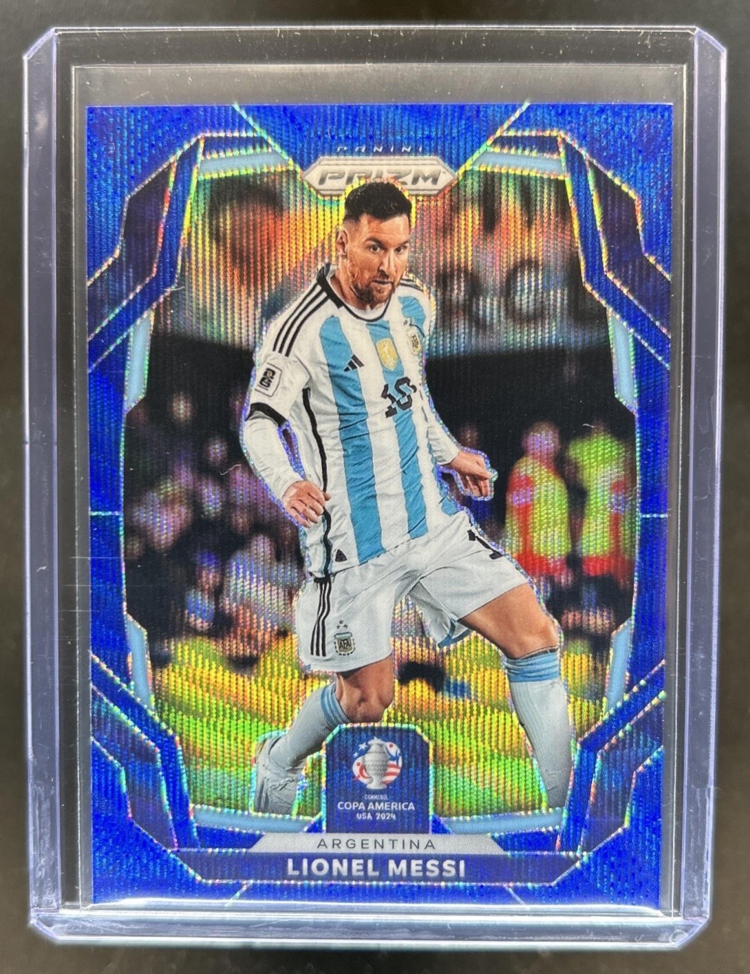 2024-25 Panini Prizm Copa America Lionel Messi Blue Wave #/199 Argentina