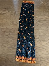 Vintage Cejon Semi Sheer Striped Halloween Witch Cats  Pumpkins 90s Scarf 13x60
