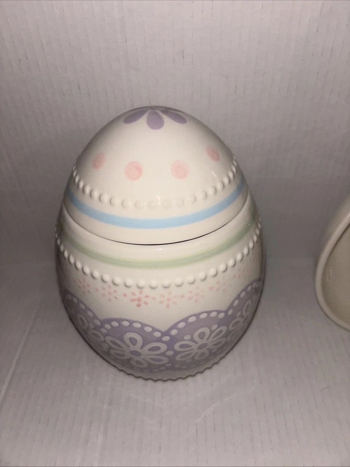 Plato/plato y tarro de galletas de gres de Pascua ONEIDA/LENOX Foto 2 de 4