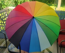Rainbow Pride Golf or Rain Umbrella Large 15 Panel Auto Easy Open  NEW  with tag