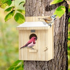 Hanging Wood Bird House for Outside Bluebird House with Standing Perch