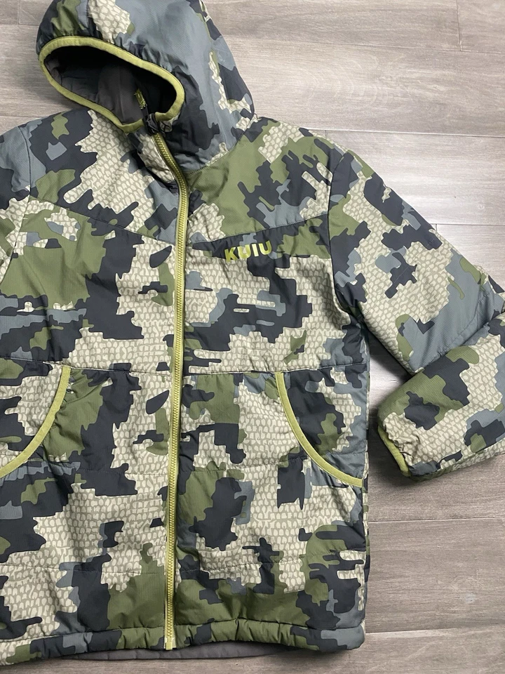 KUIU-Versa 3DeFX+ 双面佛得角灰色迷彩青少年大号连帽夹克 — 第 3/4 张图片