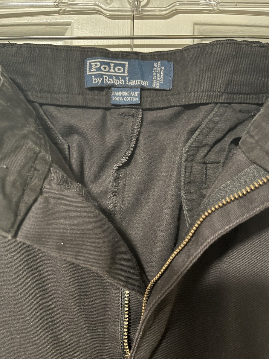 Polo Ralph Lauren Pants Mens 34x32 Black Hammond Pleated Cuffed