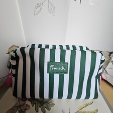 Fenwick Branded Green and White Striped Toiletry/Make Up Bag - New