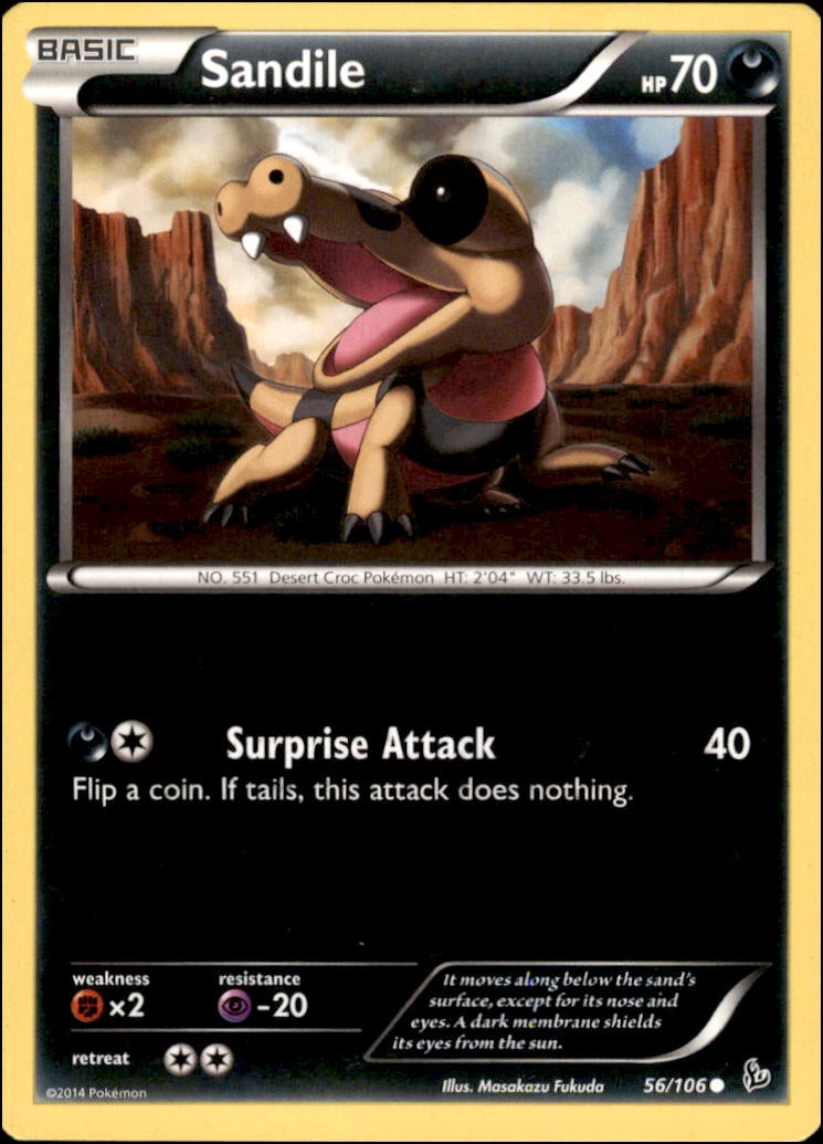Pokemon - Sandile #56/106 - XY - Flashfire Common