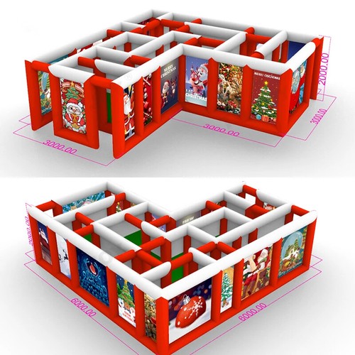 L Shape Inflatable Christmas Maze Full Printing Halloween Labyrinth HauntedHouse - Picture 9 of 11