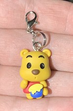 Winnie the Pooh Bear With Hunny Pot Charm Zipper Pull  Keychain Add On Clip 