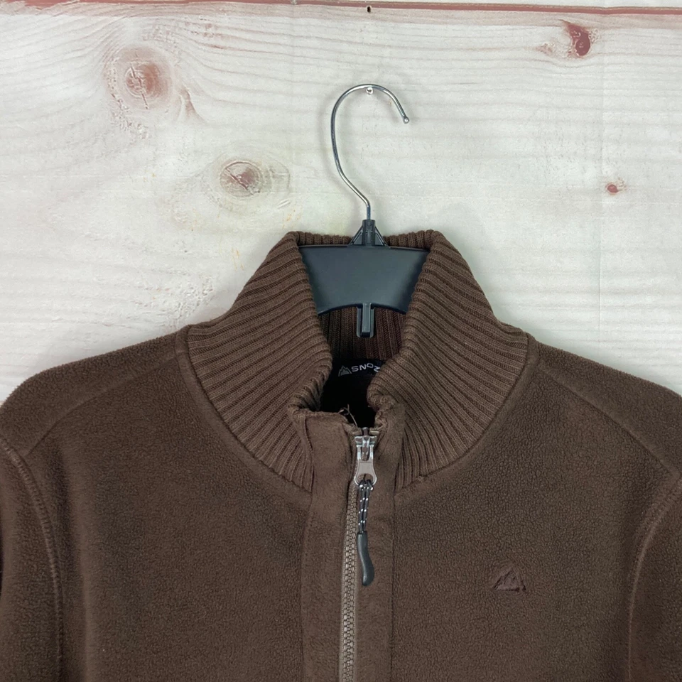 Snozu Jacket Womens Medium Brown Full Zip Fleece Pockets Solid Knit Collar - Imagem 2 de 4