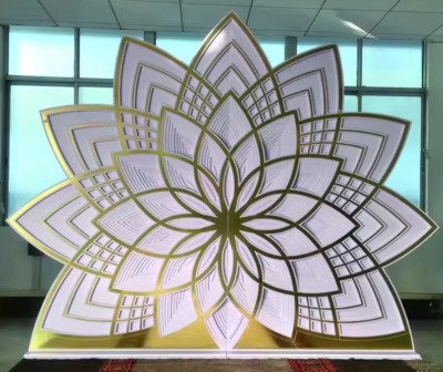Mirror Lotus Leaf Flower Drop Party Background Event Decorative Photo Booth Prop