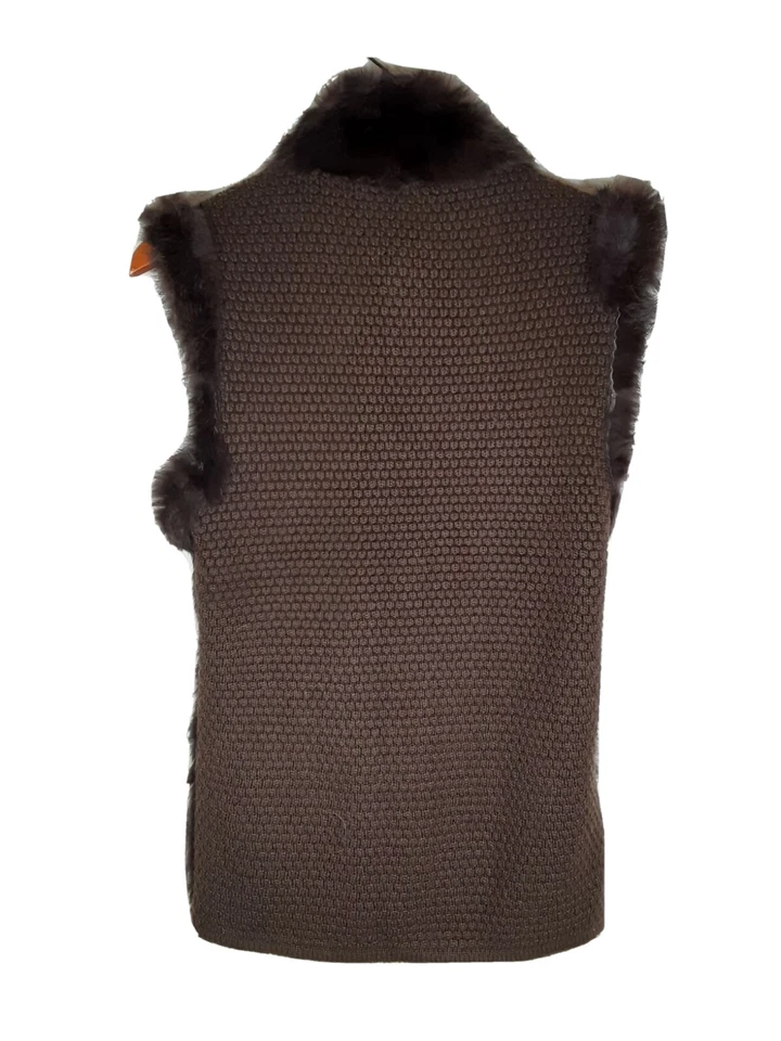 Linda Richards Reversible Luxury Rabbit Fur & Ruched Silk Vest | Sz Small - Image 3 of 4