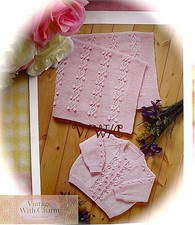 Knitting Pattern Baby's "Lazy Daisy" Cardigan  Blanket. 4 Sizes Blanket 1 Size
