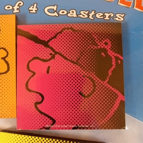 PEANUTS Woodstock Lucy SNOOPY Charlie Brown SET SOTTOBICCHIERI NUOVO SIGILLATO IN FABBRICA NOS - Foto 4 di 11
