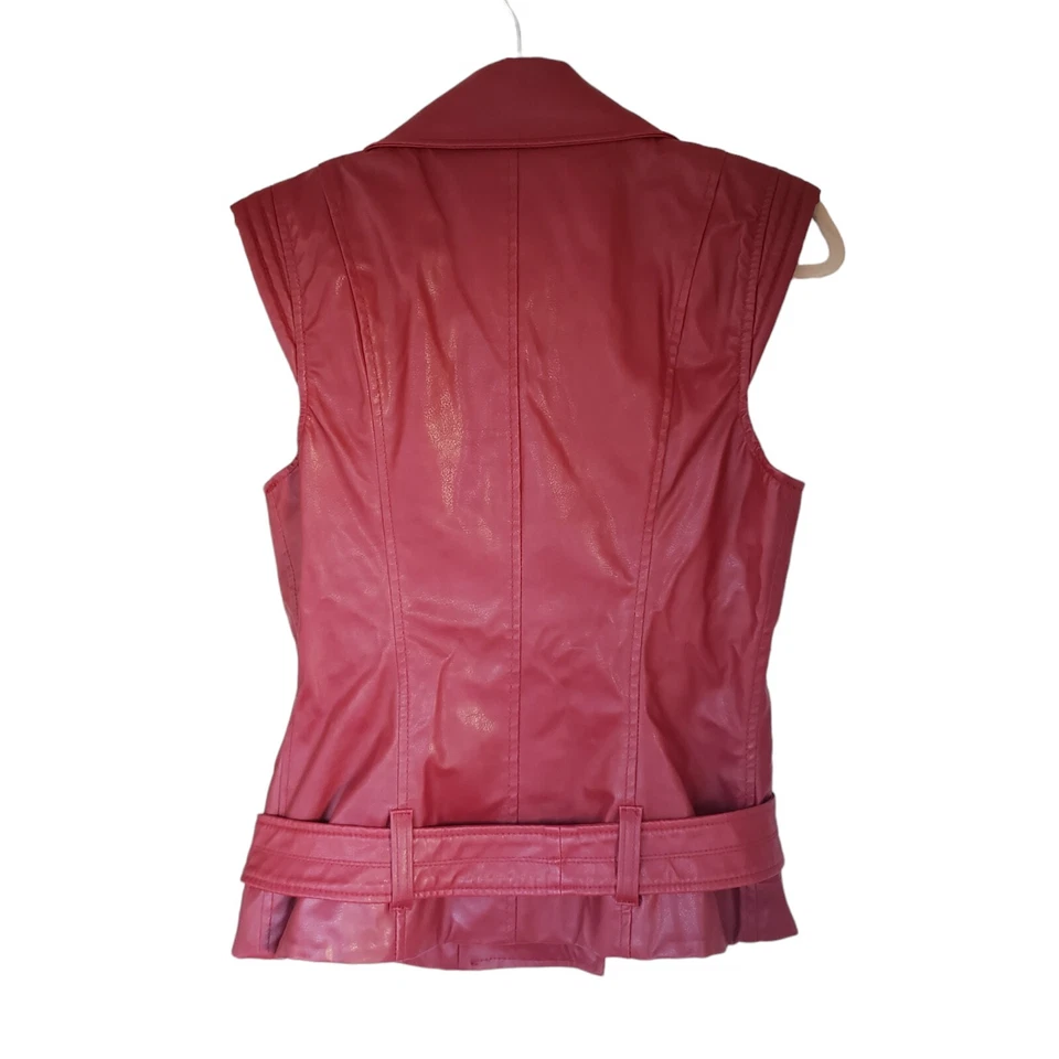 Miss Sixty Italy Vest Red Faux Leather Biker Moto RARE Vintage Y2K - Изображение 2 из 4