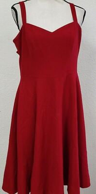 Dress the Population Women's Alina Crepe Fit & Flare Dress, Red, M**DEFECTIVE**