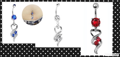 piercing ombelico pancia pendenti gemme colori acciaio chirurgico 1.6mm brillant - Foto 4 di 34