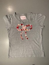 Ellisborough grey marl tee with pink & red buttons sewn in a bow design size med