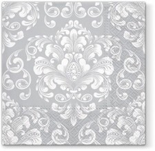 Wedding Pattern 20 Cocktail Paper Napkins Silver Grey and White Elegant Party