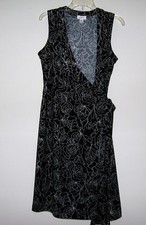 Ann Taylor LOFT Women's Dress Size 6 Black White Sleeveless Floral Wrap Tie