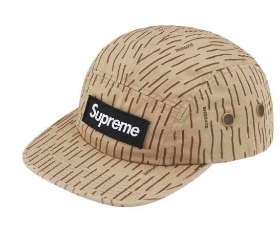 Casquette de camp militaire suprême marron goutte de pluie FW24 sergé neuve EN MAIN logo boîte