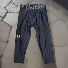 Under Armour Compression Heatgear Black Pants Fitted Stretch Boys Youth Sz M EUC