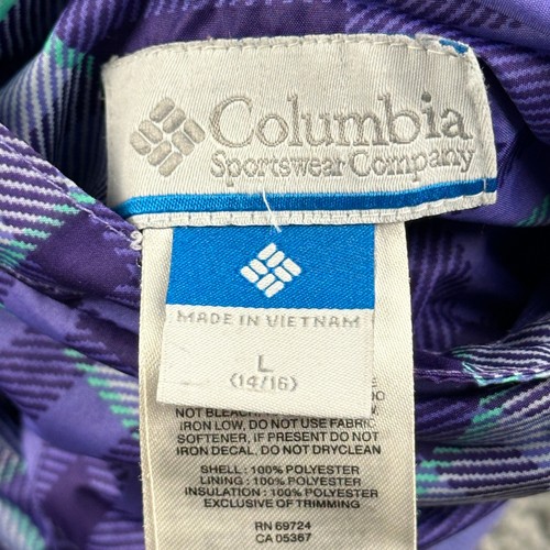 Columbia Reversible Jacket Youth Girls L 14/16 Purple Hooded Coat Plaid - Picture 3 of 14