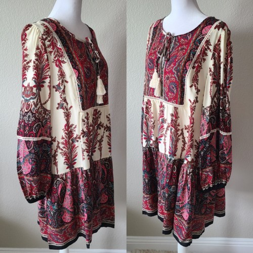 Luukse Bohemian Festival Dress Sz Large Floral Paisley Mini Tassel NWT - Picture 10 of 10