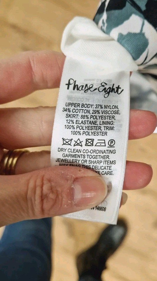 Phase Eight leaf print dress size 14 black & green scuba bodycon lace