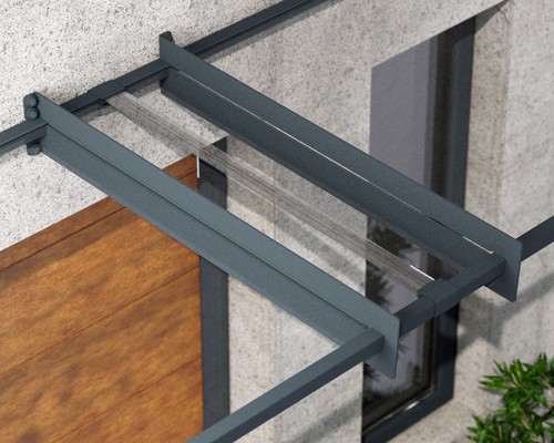 Palram - Canopia | Nancy 1 x 4.5 Door and Porch Awning Dark Grey Clear - Picture 4 of 12