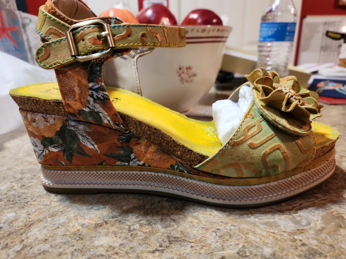 L Artiste by Spring Step Quarter Strap Sandal Vienrose Fleur Yellow