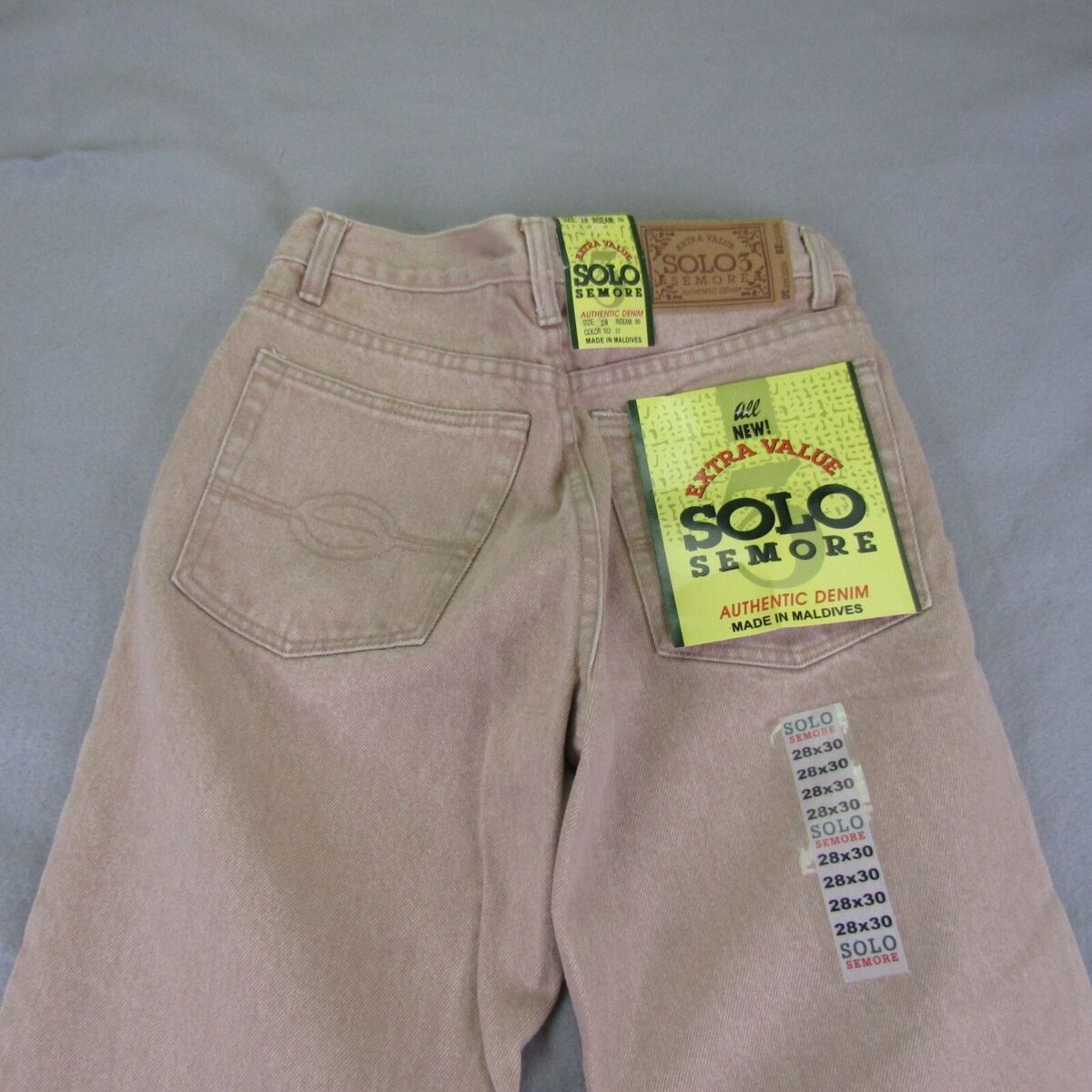Vintage Solo Semore Jeans Mens 28x30 Khaki Denim Straight Vintage Solo Semore Jeans Mens 28x30 Khaki Denim Straight