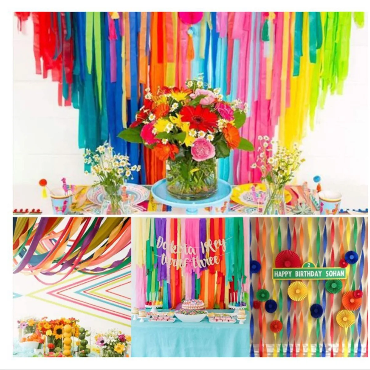 Rainbow Streamers Paper 4.5CMx25M Crepe Tassels Streamer Paper for Party  Wedding