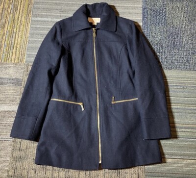 Womens Michael Kors Size 8 Wool Blend Navy Blue Jacket