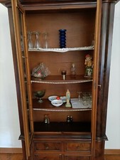 VETRINETTA VETRINA ANTICA  DA PARETE IN LEGNO 