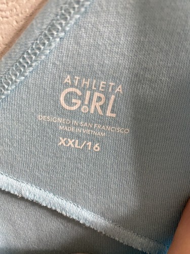 Athleta Girl Havin A Great Time Romper Cotton Blue Drawstring Pockets Sz 16 - Picture 3 of 4