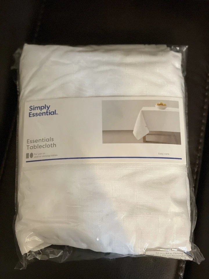 Simply Essential Essentials 60 x 84 Inch Oblong Tablecloth in White- Repackaged - Image 2 of 4