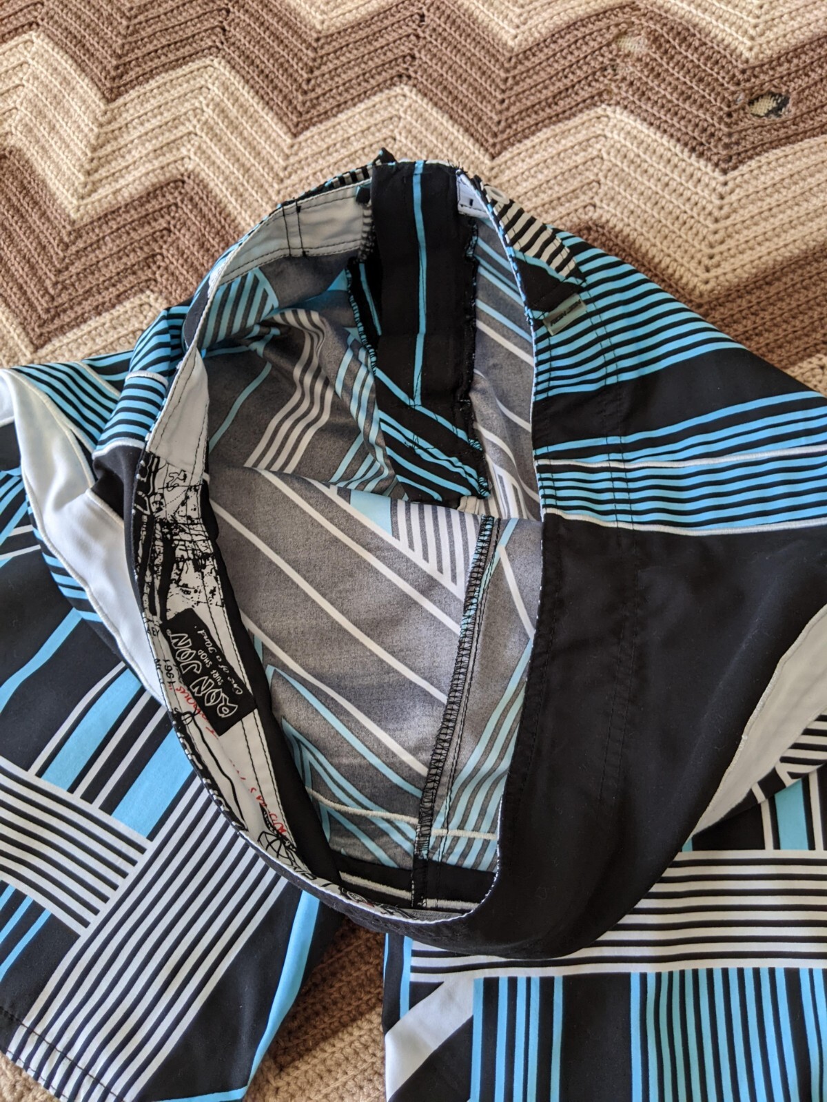 RON JON SURF SHOP BOARD SHORTS MENS 34 BLUE WHITE STRIPED NICE eBay