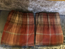 NEXT RED STIRLING WOVEN CHECK PENCIL PLEAT LINED CURTAINS 168X137 CM  (66"x54")