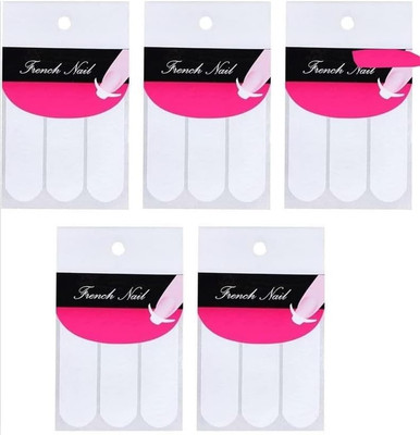 5 Blatt 240 Stück weiße French Manicure Nail Art Sticker Strips, Guide Sticker M