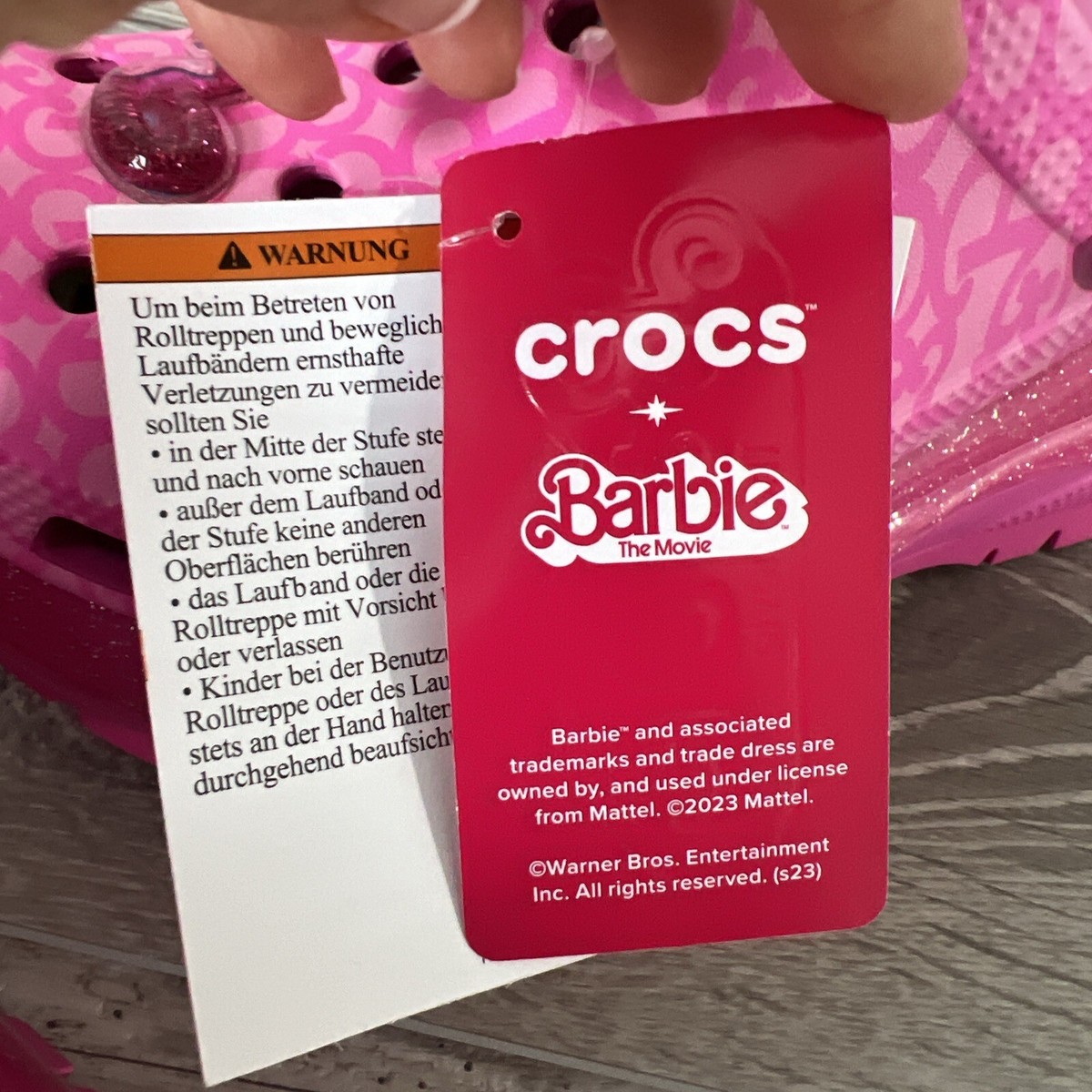 Crocs x Barbie The Movie Mega Crush Clog Size W8 M6 Pink Glitter