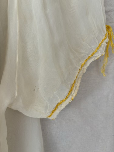 Vintage 40s Ivory Sheer Embroidered Mexican Penny Lane Blouse Casa Saucedo S/M - Picture 9 of 16