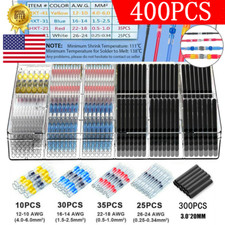 400PCS Waterproof Solder Seal Heat Shrink Wire Butt Terminal Connectors Kit Set
