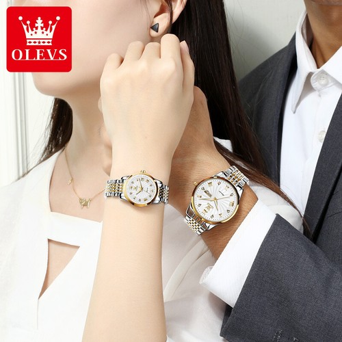 OLEVS Mechanical Watch Calendar Week Luminous Waterproof Couples Wristwatches - Picture 2 of 37