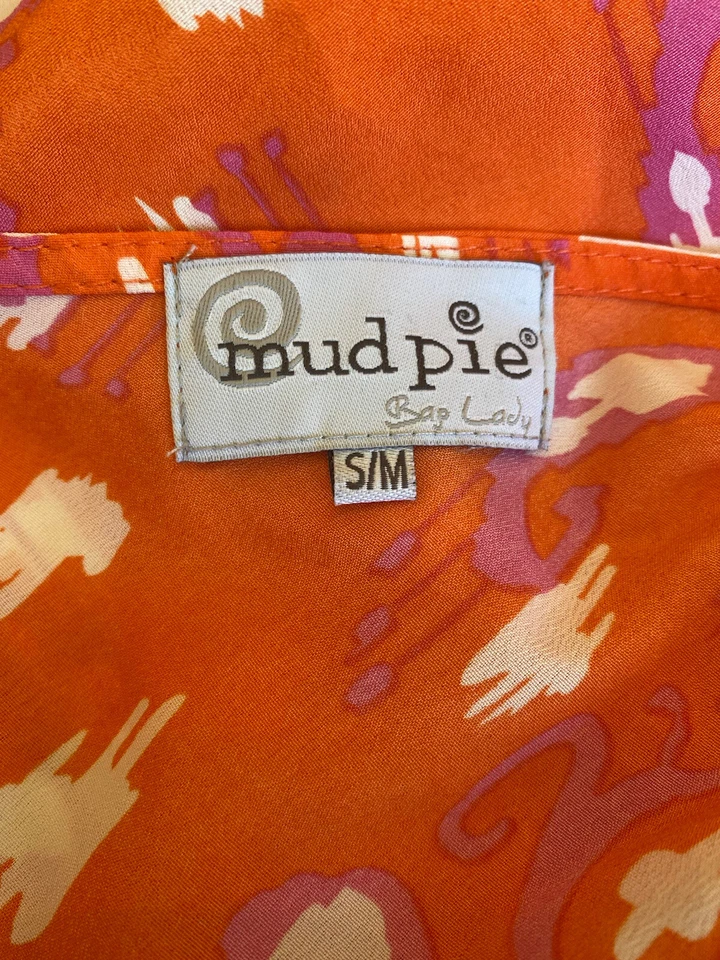 ГРЯЗНЫЙ ПИРОГ одно плечо пляж бар пончо прикрытие оранжевый принт S/M - Изображение 3 из 4