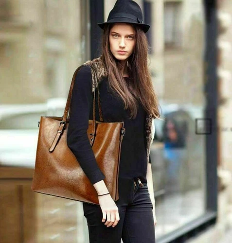 Damenhandtasche aus Leder Schultertasche Umhängetasche Kuriertasche Beuteltasche - Bild 8 von 21